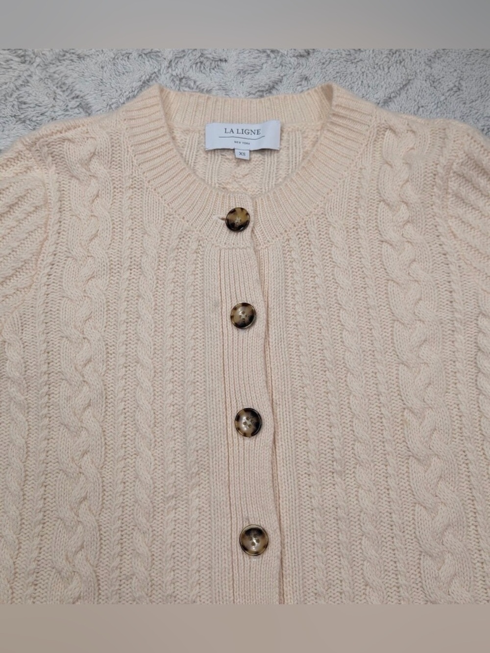 RARE La Ligne Campagne Cream Cable Knit Cardigan (Size XS) - Picture 2 of 5